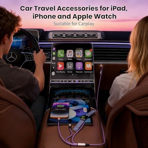 Jogrytece 2Pack-5FT, Travel Essentials, Travel Charger for iPhone 17 and iWatch for Multiple Devices, Data Sync, 3 in 2 USB A/USB C Multi Charger with 3 Ports Compatible for iWatch/iPhone 17-6 - Thumbnail 6