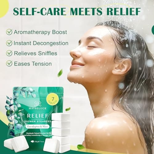 Maybeluck Eucalyptus Mint Shower Steamers 7 Pack - Eucalyptus for Shower, Self Care Easter Basket Stuffers, Relaxation Spa Gifts for Women & Men, Natural Essential Oil Bombs for Self Care - Thumbnail 3