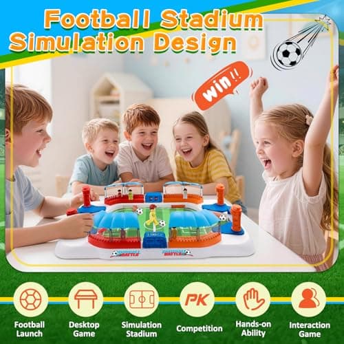 Soccer Board Game for Kids:Mini Foosball Table Game with 8 Figures&Shade Canopy for 3 4 5 6 7 8-12 Year Old Boys, Perfect Birthday Sports Gifts for Indoor Family Interaction & Parties & Birthday - Thumbnail 3