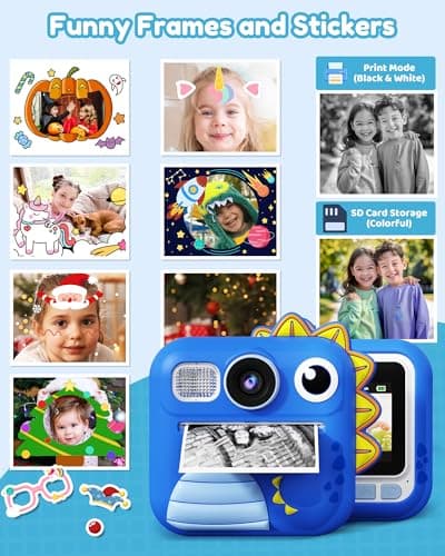 KOKODI Kids Camera Instant Print, Toddler Cameras Christmas Birthday Gifts for Boys Age 3-12, Digital Video Instant Printer Camera for Kids, Toys for Ages 5-7 Boys (Blue) - Thumbnail 6