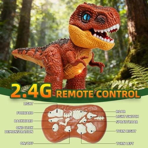 ShenFortune Remote Control Dinosaur Toy, 2.4Ghz Electric Toy, Realistic RC Dinosaur Toy, Suitable for Children Aged 3 to 5,3D Realistic Appearance,Suitable as Birthday/Halloween - Thumbnail 3