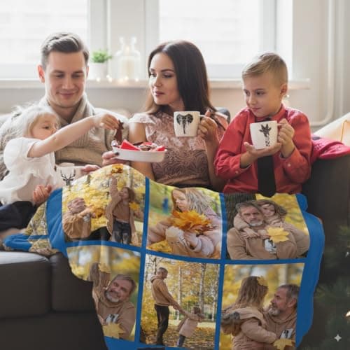 giftoria Personalized Picture Blanket - Custom Throw for Girlfriend, Cozy Photo Blanket for Couples, Unique Birthday Gift Ideas | Shipping from The US (Custom Blanket-ST-03) - Thumbnail 2