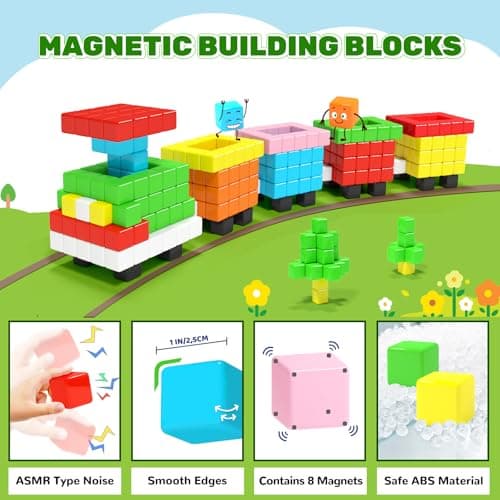 40pcs Magnetic Blocks, Gifts for 3 4 5 6 Year Old Girls & Boys, Magnet Building Blocks for Toddlers,STEM Preschool Sensory Toys for Kids Ages 3-5 4-8 - Thumbnail 5
