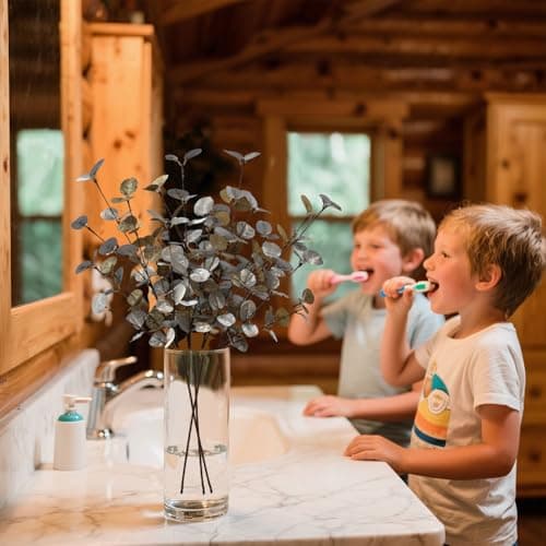 siqifloral 4PCS 24" Silver Gold Artificial Eucalyptus Stems – Metallic Faux Eucalyptus Leaves for Christmas Table Centerpiece, Holiday Vase Decoration & Home Decor - Thumbnail 5