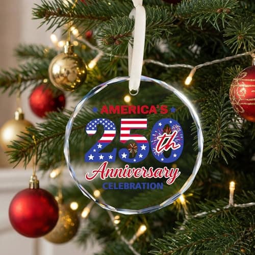 United States 250th Anniversary Ornament, 2D Crystal 250th Patriotic Christmas Ornaments, 1776-2026 America 250th Christmas Ornament, Gift for US Citizens, Hanging Decor-Crystal Style4 - Thumbnail 6