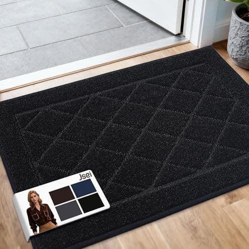JSEI Dirt Trapper Door Mat 24"x36", Non-Slip Washable Entryway Mats, Dog Door Mat, Stain Resistant and Absorbent Floor Mats, Low Profile Welcome Mat for Front Back Door, Black - Image 1