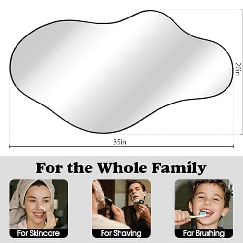 potijo Irregular Wall Mirror 20×36 Inch Wall Mirrors Decorative Black Modern Asymmetrical Abstract Mirror for Bathroom Bedroom Living Room Entryway Hallway - Thumbnail 5