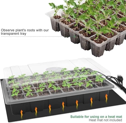 MIXC Seedling Trays Seed Starter Tray, 10-Pack Mini Propagator Plant Grow Kit Greenhouse with Humidity Vented Domes and Base for Seeds' Starting (40 Cells Per Tray, Total 400 Cells), Black - Thumbnail 3