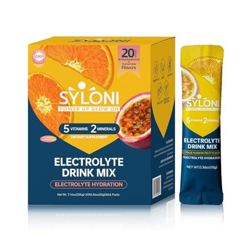 Syloni Electrolytes Powder Packets, Citrus Passion Fruit(0.36 oz*20 Sticks), Sugar Free Hydration Packets Electrolyte Drink Mix with 7 Vitamins and Electrolytes, Keto Friendly, Vegan - Image 1