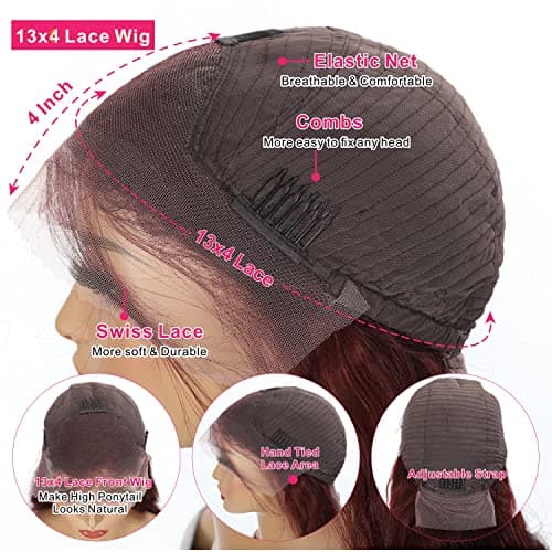 Aaliweya Reddish Brown Lace Front Wigs Human Hair 13x4 Body Wave HD Lace Frontal Wigs for Women Pre Plucked 180 Density Glueless Copper 33b Colored Wig Super Soft 18Inch - Thumbnail 2