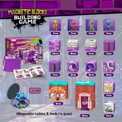 48PCS Magnetic Blocks, Valentines Day Gifts for Kids,Easter Basket Stuffers,Ideal Gifts for Kids Ages 3 4 5 6 Year Old, Magnetic Cubes Sensory Montessori Toys for Boys & Girls - Thumbnail 3