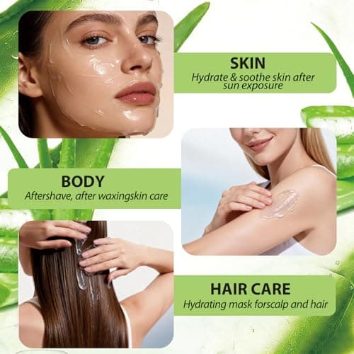 ABOTE Organic Aloe Vera Gel from 99% Pure Aloe for All - Ideal for After Suncare, Post - Shave & Itchy Skin - Works on Face, Body & Hair Care, Family Pack Size 13.53 fl oz, 400ml - Thumbnail 3