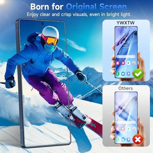 YWXTW Anti Reflective Screen Protector for Samsung Galaxy S26 Ultra, [Bubble Free] Anti Glare & EZ Unlock Tempered Glass S26 Ultra Accessories, Case Friendly, 2 Pack - Thumbnail 2