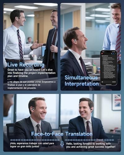 Mosyxe AI Translation Earbuds Real Time 144 Language Translator Earbuds for iPhone and Android Translation Headphones Translating Device for Travel Business Learning with Charging Case - Thumbnail 5