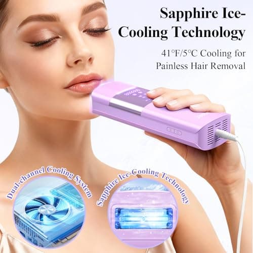 Xsoul Laser Hair Removal with Sapphire 5℃ Ice Cooling, Painless & Permanent IPL Laser Hair Device for Women Men, 2 Modes, 5 Levels, 999,999 Flashes, at Home Hair Remover for Bikini, Armpit & Face - Thumbnail 2