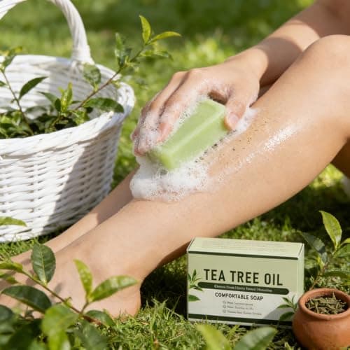Gptkop 2PCS Tea Tree Oil Soap Bar | Purifying & Balancing Body Soap for Men & Women with Natural Oil, Gentle Exfoliating Bar for Face, Foot & Body Care - Thumbnail 2