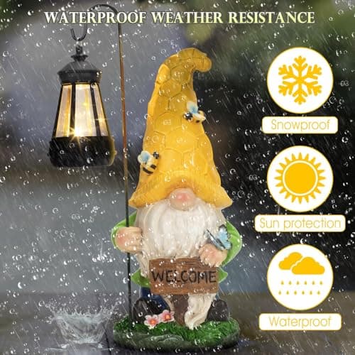 DoYouzhuo8 Christmas Gnomes Outdoor Statue with Solar Lights, Waterproof Solar Garden Gnomes Decorations for Yard with Lantern Light Outdoor Decorations for Patio Mom Gift - Thumbnail 2
