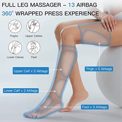 CINCOM Leg Massager with Heat and Compression, Air Compression Leg Massager for Circulation and Pain Relief Muscles Relaxation Gifts FSA - HSA - Thumbnail 4