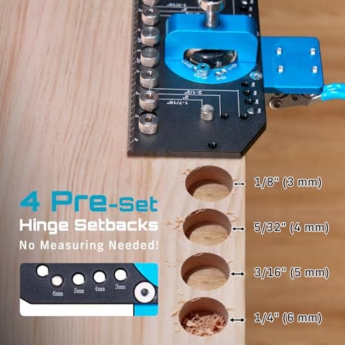 SEESII 3-in-1 Cabinet Hardware Jig Aluminum Alloy for 35mm Concealed Hinge; 5mm& 1/4" Shelf Pin;Handle template with Adjustable Edge and Quick Clamp for Hinge Hole& Shelf Hole for Woodworking&Home DIY - Thumbnail 4