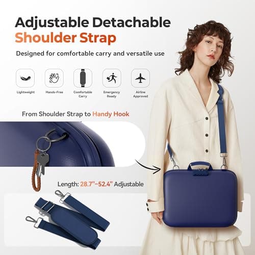 Nacial Fireproof Document Box with Lock & Shoulder Strap, Hard-Shell Fireproof File Organizer with 13 Pocket Accordion File Folder, Portable Safe Storage for Important Documents, Laptop, Blue - Thumbnail 6