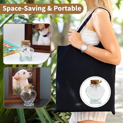 COSOWO Dog Fur Keepsake Bottle, Pet Hair Memorial Glass with Heart Shape & 2 Silver Accessories Pet Memorial Urn for Dogs & Cats, Pet Hair Keepsake, Heart Shape - Thumbnail 3