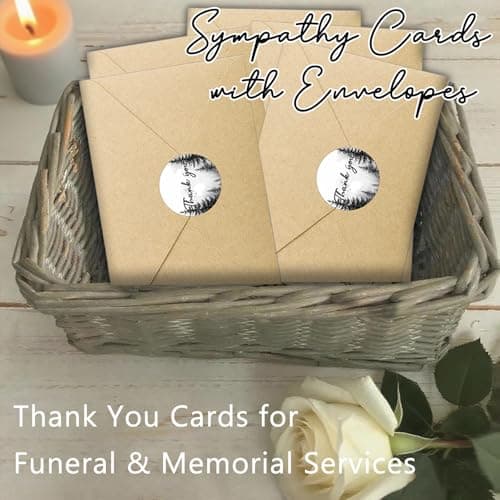 Qpige Bulk 50 Sympathy Thank You Cards with Envelopes for Funeral Favors, Round Engraved Wooden Memorial Keepsakes Pocket HugTokens Gifts, Funeral Wake Celebration of Life Decorations Ideas (Boat) - Thumbnail 6