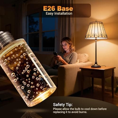 JandCase LED Bulb,5W,3000K,500LM Dimmable E26 Acrylic Bubble Bulb with Ceramic Base, Suitable for E26 Lighting Fixtures Including Chandeliers, Wall Sconces, Table Lamps, and Vanity Lights - Thumbnail 4