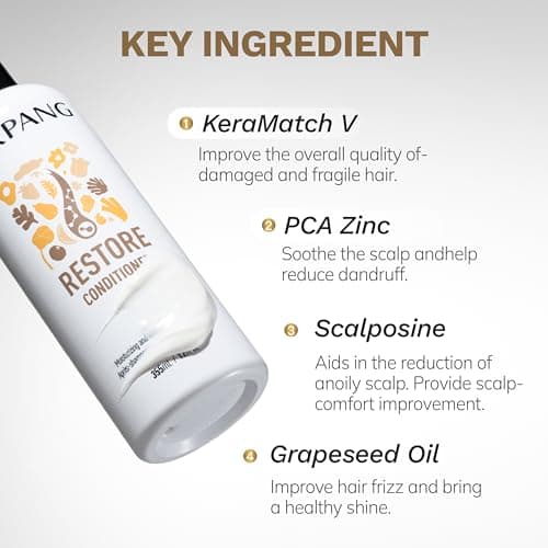 DORPANG Deep Conditioner for Damaged Hair, Hair Mask Keratin Treatment with KeraMatch™, Repairs Split Ends Moisturizing & Volumizing, Lightweight Color Safe Formula 12 fl oz - Thumbnail 4