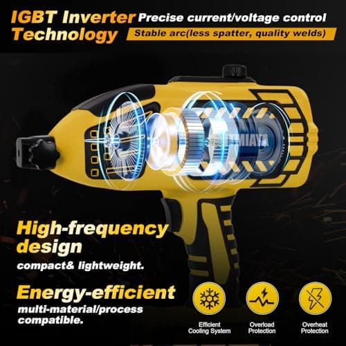 ITMIAYA® Portable Welding Machine 110V ARC Stick Welder Handheld for Metal IGBT Inverter 20-120Amps Stepless Current 1/16"-3/32" Electrodes Home Repair DIY Work (Yellow) - Thumbnail 4