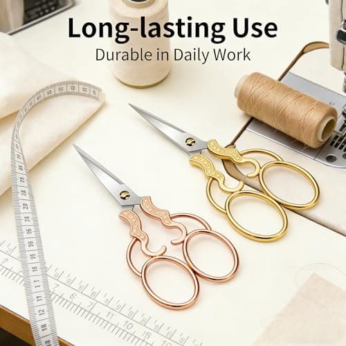 Fabric Scissors - 5-Inch Retro Stainless Steel Precision Scissors, Corrosion & Rust Resistant, Sharp Cutting, Lightweight–Suitable for Embroidery Thread, Paper, Yarn, Fabric, Sewing(Set of 2) - Thumbnail 6