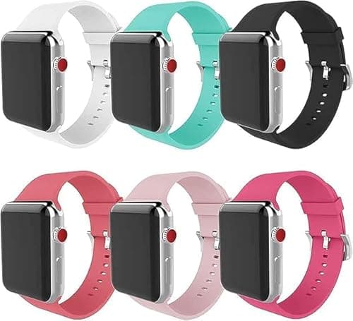 MITERV Compatible with Apple Watch Band 42mm 44mm 45mm Soft Silicone Replacement Bands for iWatch SE Series7,6,5,4,3,2,1 for 45mm 42mm 44mm Apple Watch - Image 1