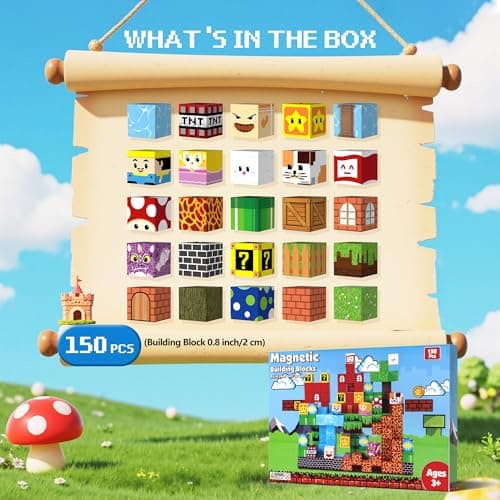Innovakids Magnetic Blocks - 150 PCS Magnets Game-Based Building Block for Ages 3,4,5,6,7,8,9,10,11 Kids Birthday Toy Sets Present, Stacking Cubes Construction Gift for Toddlers Boys & Girls, 0.8in - Thumbnail 4