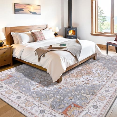 Vanmoos 5x7 Area Rugs for Living Room, Bedroom - Machine Washable, Non-Slip Bedside Rug, Large Soft Floor Carpet for Office, Dining Room, Farmhouse and Home Decor, Artistic Flair/Beige - Thumbnail 6