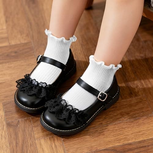 Henland-Jump 6 Pairs Toddler Ruffle Socks for Girls - Baby Grip Socks with Non-Slip, Cute Grippy Frilly Design - Thumbnail 3