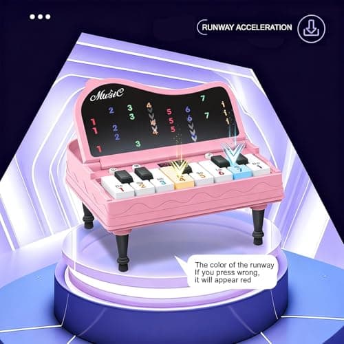 Mini Piano for Kids with Music Notes Guiding- 13 Keys Pocket Travel Keyboard Toy with 7 Modes - Portable Musical Instrument Toys Birthday Gifts 3 4 5 6 Year Old Boys Girls (Pink) - Thumbnail 3