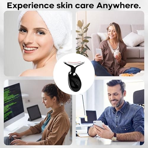 Facial Massager, Portable Face Neck Massager Wand for Skin Care (Black) - Thumbnail 5