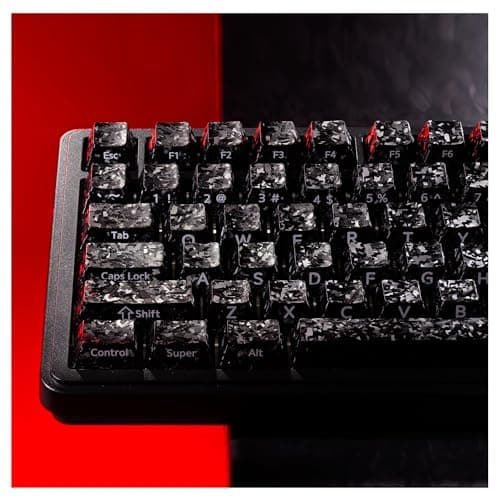 XVX Black Keycaps, Forged Carbon-Look Cherry Profile Keycap Set, 119-Key Keyboard Keycaps Compatibility with ANSI Layout MX Switches Mechanical Keyboard - Image 1