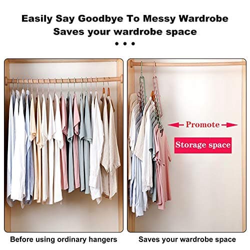 Closet Organizers and Storage,College Dorm Room Essentials,Pack of 6 Multifunctional Organizer Magic Space Saving Hangers with 9 Holes Storage Organization for Wardrobe Closet - Thumbnail 2