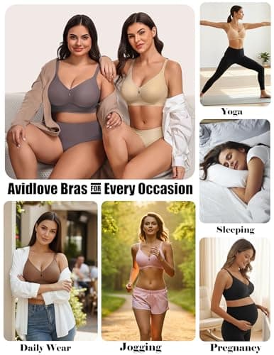 Avidlove Jelly Bras for Women Seamless No Underwire Bra Full Coverage Bralette Comfortable Brassiere with Teardrop Cutout Gray XXXL - Thumbnail 5