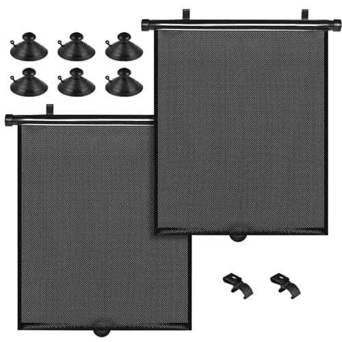 PLTCAT 2 Pack Car Sun Shade Side Window for Baby, Roller Vehicle Shades Sun Protection Shade for Car Side Window (Standard-16''x18'')