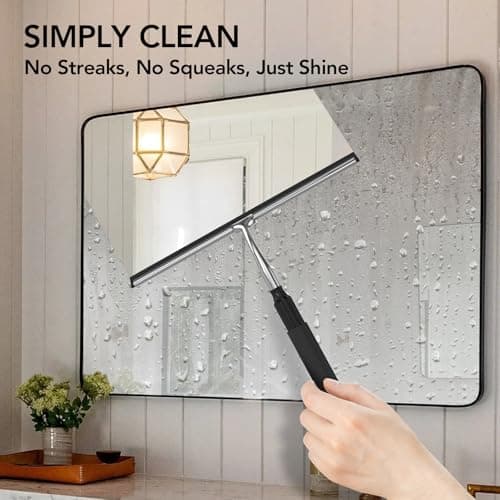 Shower Squeegee with Long Handle, 15-51" Telescopic Squeegee for Window Cleaning, Window Squeegee for Glass Doors, Extendable Window Cleaner Tool for Tile Walls, Sliding Door, Floor, Car Windshield - Thumbnail 4