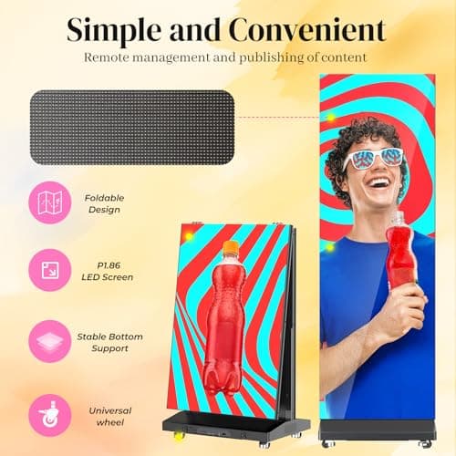 80″ P1.86 LED Poster Screen, Spliceable Flexible Digital Signage Display, Mobile Phone&Computer Software Remote Release, USB Plug-and-Play Full Poster Screen LED Digital Signage Display Black 2-Pack - Thumbnail 5