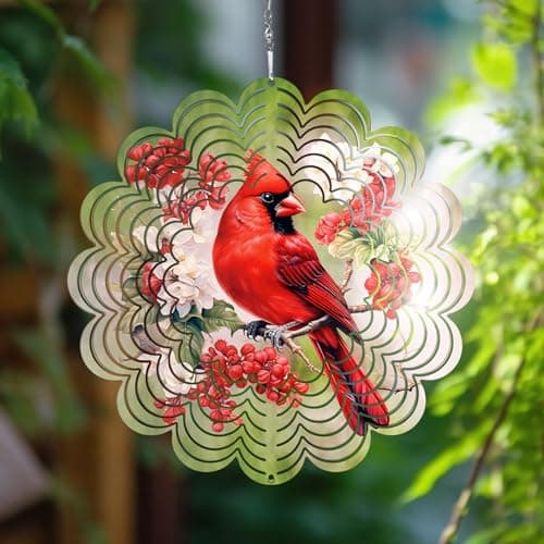 Cardinal Gifts for Women,Wind Spinners Outdoor Cardinal- Birthday Gifts for Women Mom Wife Grandma, Hanging Wind Sculptures, 3D Wind Spinner Garden Decor for Outside, Patio, Yard, Outdoor,12in - Image 1