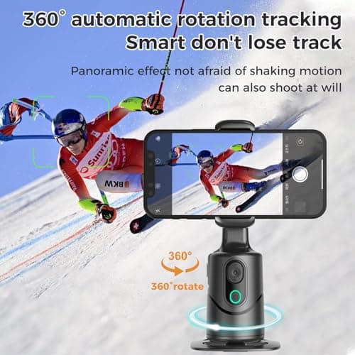 Auto Face Tracking Phone Holder,No App Required,360° Rotation Phone Camera Stand with Remote and Gesture Control, Smart Shooting Tripod for Vlog/TIK Tok Live Streaming YouTube Video Recording - Thumbnail 2