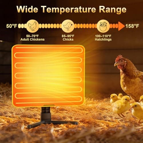 Brooder Plate for Chicks, 50–158℉ Chick Heat Plate with Smart Thermostat, UL Certified Radiant Heating Panel Brooder Heater, 180° Adjustable Angle & Hanging Design for Poultry Brooding & Chicken Coop - Thumbnail 2