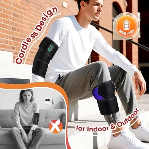 Cordless Elbow Heating Pad for Elbow & Leg Pain Relief, Heated Elbow Brace Wrap Around Wrist Heating Pad for Arm, Wrist, Ankle, Leg and Knee with 3 Heating Levels & Timer - Thumbnail 5