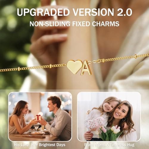 Turandoss Initial Bracelets for Teen Girls - Layered Heart Initial Bracelet for Girls, 14k-Gold-Plated Jewelry Letter K Birthday Friendship Gifts for Girls Age 8 9 10 11 12 Years Old - Thumbnail 5