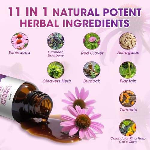 Lymphatic Drainage Drops Supplements for Immune, Lymph System Support, Cleanse & Detox, Liver Health with Echinacea,Elderberry,Cleavers Herb,Burdock, Calendula, Vegan, Non-GMO,Natural Flavor, 2 Fl Oz - Thumbnail 3