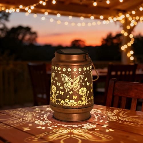 2Pack Solar Lights Solar Lanterns Outdoor Waterproof - Butterfly Garden Decor Birthday Gifts for Women Mom Grandma Butterflies Decoration Outside for Yard, Patio, Backyard, Porch - Thumbnail 3