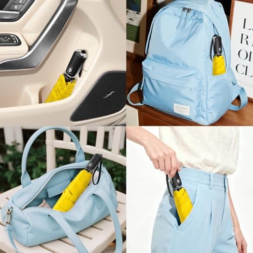 Lejorain Folding Automatic Umbrella Windproof - Tiny Umbrella for Travel Mini Sturdy Unbreakable Lightweight Umbrellas for Rain - Thumbnail 5